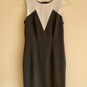 Ann Taylor dark gray and white sleeveless dress.